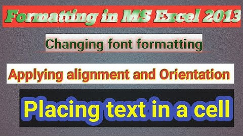 Formatting in MS Excel 2013 | Changing Font Formatting | Applying Alignment and Orientation in excel