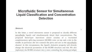 Microfluidic Sensor for Simultaneous Liquid Classification and Concentration Detection