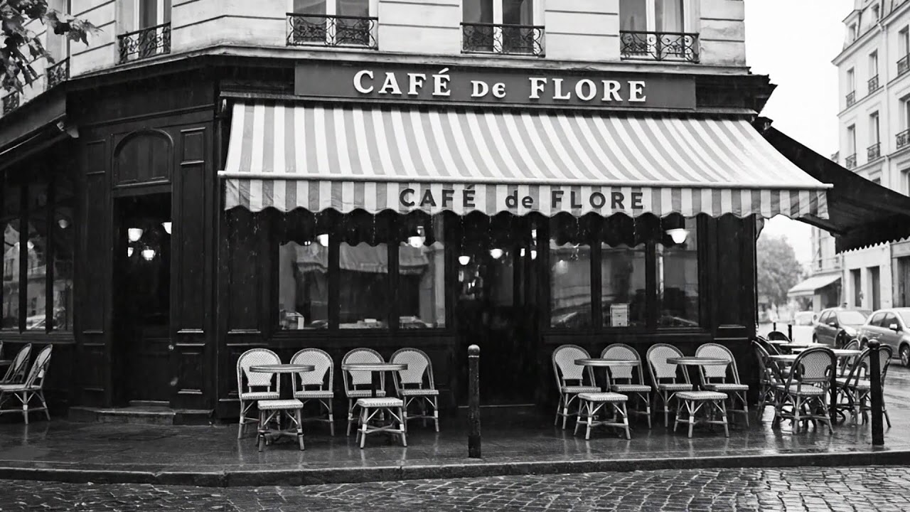 Midnight Jazz Piano with Rainfall in Paris Café ☕ Peaceful Rainy Ambience for Late Night Study