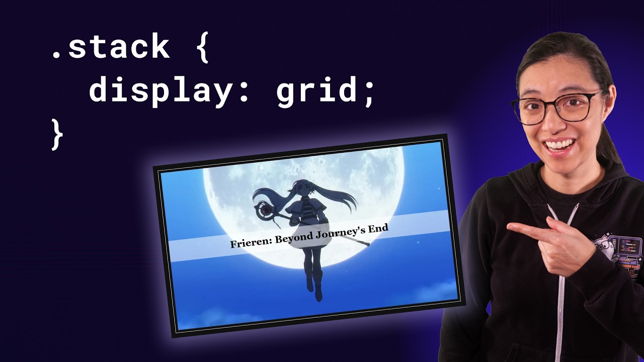 Use CSS grid to stack (instead of position absolute) - YouTube