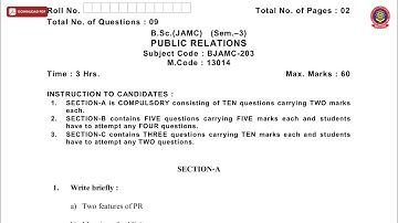BSC 3RD SEM JAMC PUBLIC RELATIONS NOV 2019 | PTU