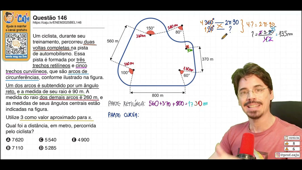 [ENEM 2025 Belém] 146 📘 GEOMETRIA PLANA Um ciclista, durante seu treinamento, percorreu duas voltas