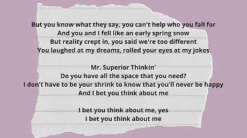 TAYLOR SWIFT FT. CHRIS STAPLETON - I BET YOU THINK ABOUT ME (LYRIC)