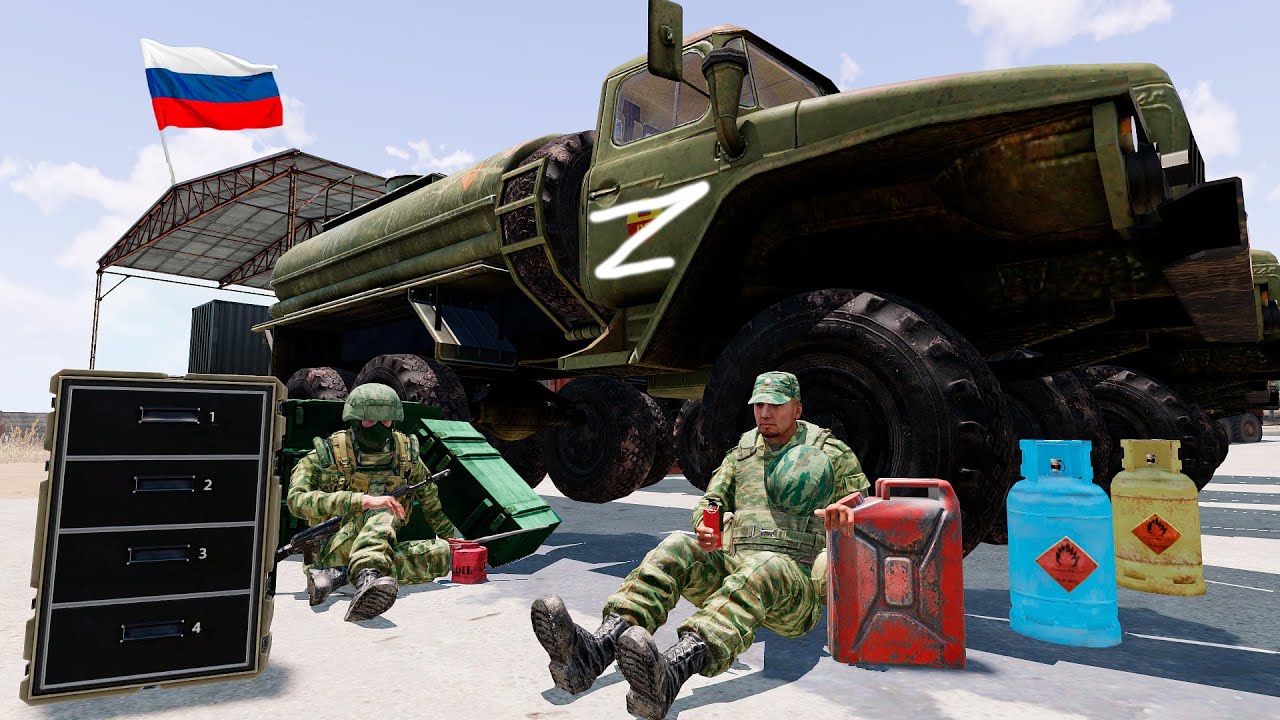 RUSSIAN FUEL BASE exploded due to Ukrainian rocket launcher - Arma 3