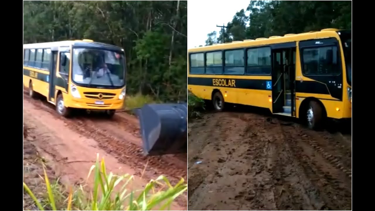 ônibus escolar ao extremo Passando pelos ATOLEIROS! 