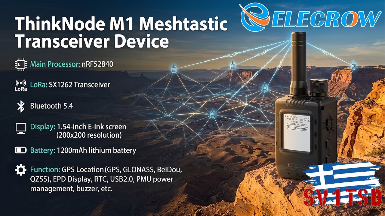 [in Greek] Elecrow ThinkNode M1 LoRa Meshtastic GPS Node | Φορητή integrated συσκευή