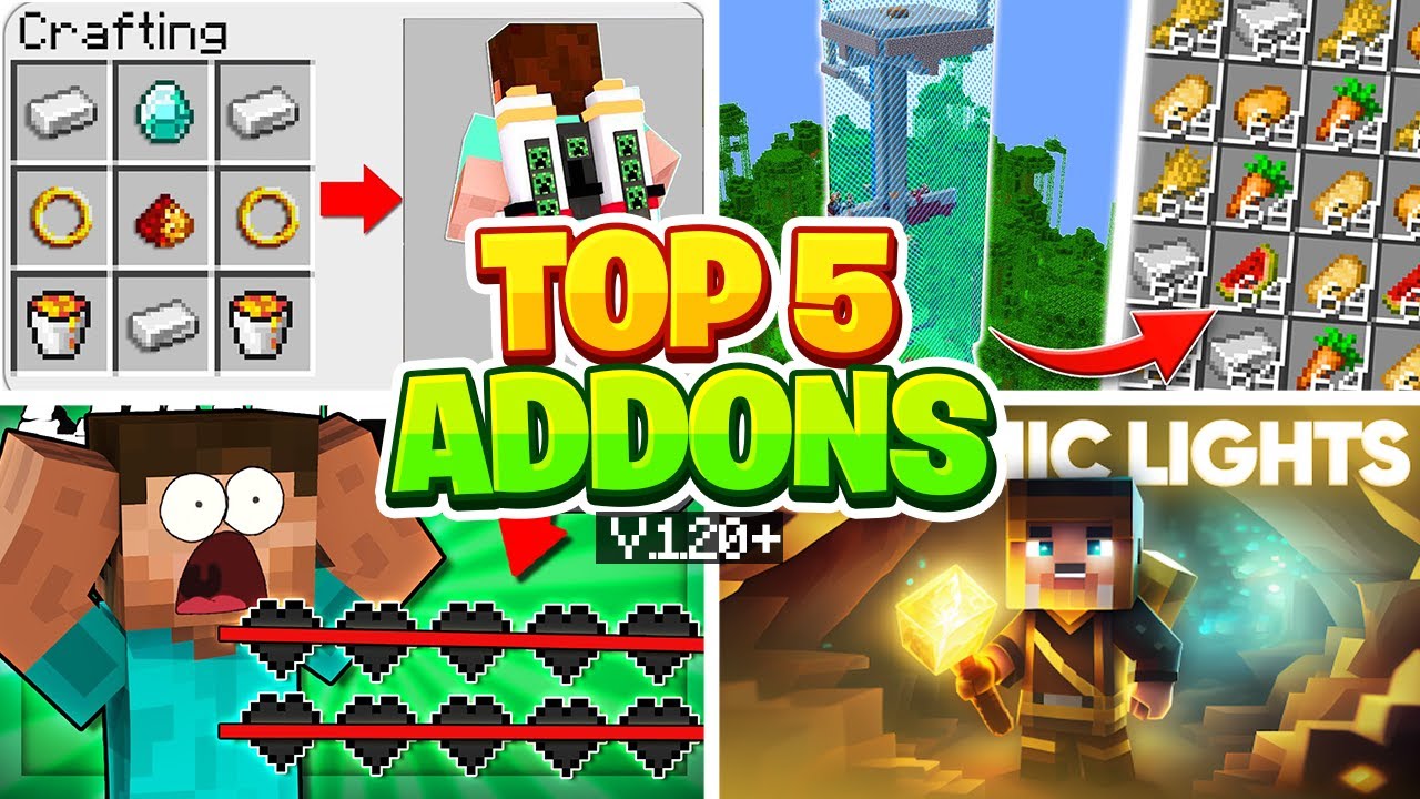 5 MELHORES ADDONS SURVIVAL para MINECRAFT 1.20 -1.20.32 (BEDROCK e PE ...