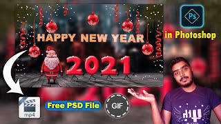 Happy New Year 2021 Motion poster or template in photoshop