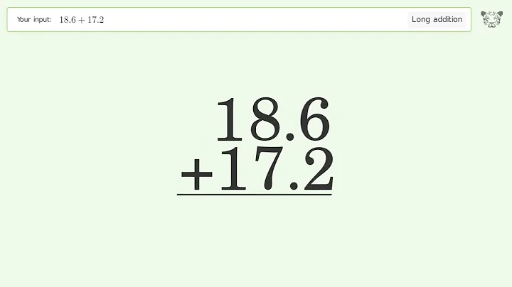 Long Addition Problem 18.6+17.2: Step-by-Step Video Solution | Tiger Algebra