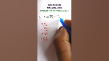 Decimal Fraction| Bar/ Recurring Math Tricks| Math for SSC CGL GD CHSL MTS|