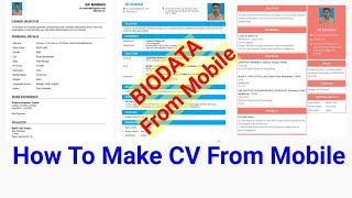 How to make CV/Resume from mobile | Biodata | CV | Resume |
