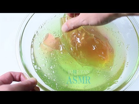 【ASMR】ぶりぶりスライムを、たぷたぷスライムに入れたら柔らかくなるのかやってみた結果　DIY Clear Slime