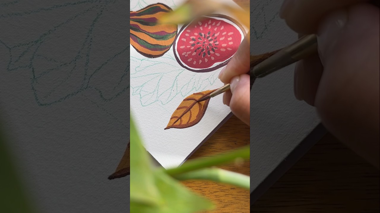 Gouache Painting: How to Paint Fall Leaves | Satisfying Art Video 