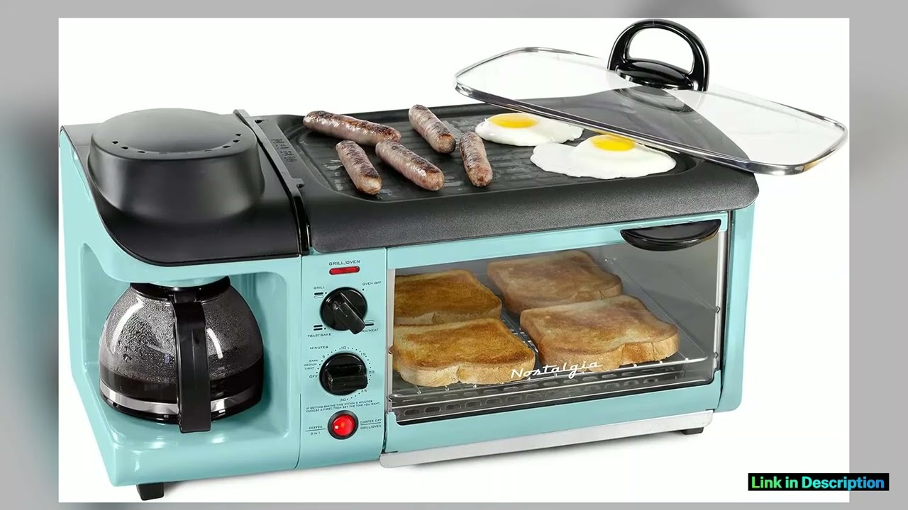 3in1 Breakfast Station with Coffee Maker Griddle and Toaster Oven Versatile TimerControlled