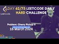 Day 62/75: Problem Name: Cherry Pickup II | Leetcode | #75Days