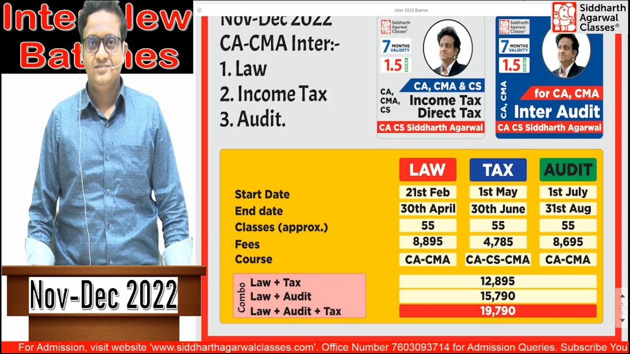 Inter New Batch 2022 | Google Drive Batch | CA-CMA-CS | Siddharth ...