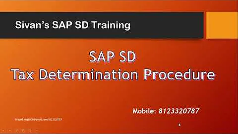SAP SD Tax Determination | Sivan's SAP SD Training