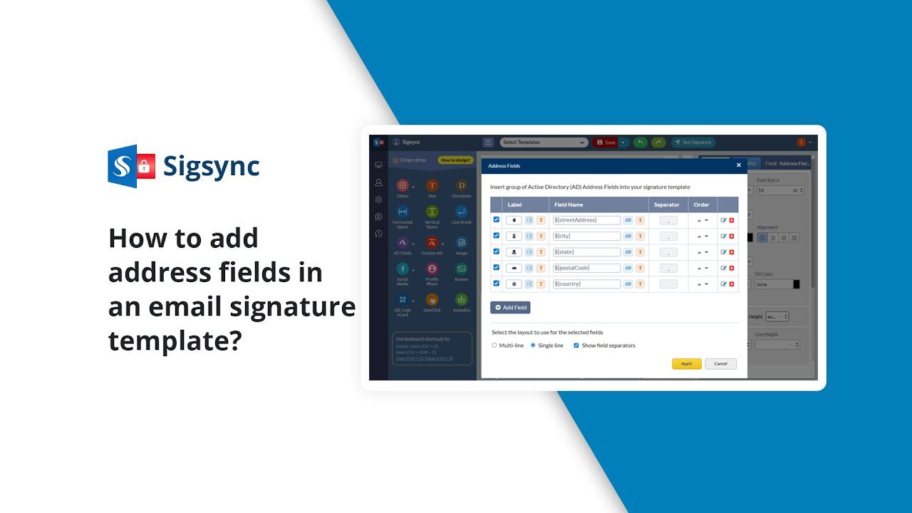 How to add address fields in an email signature template? - YouTube