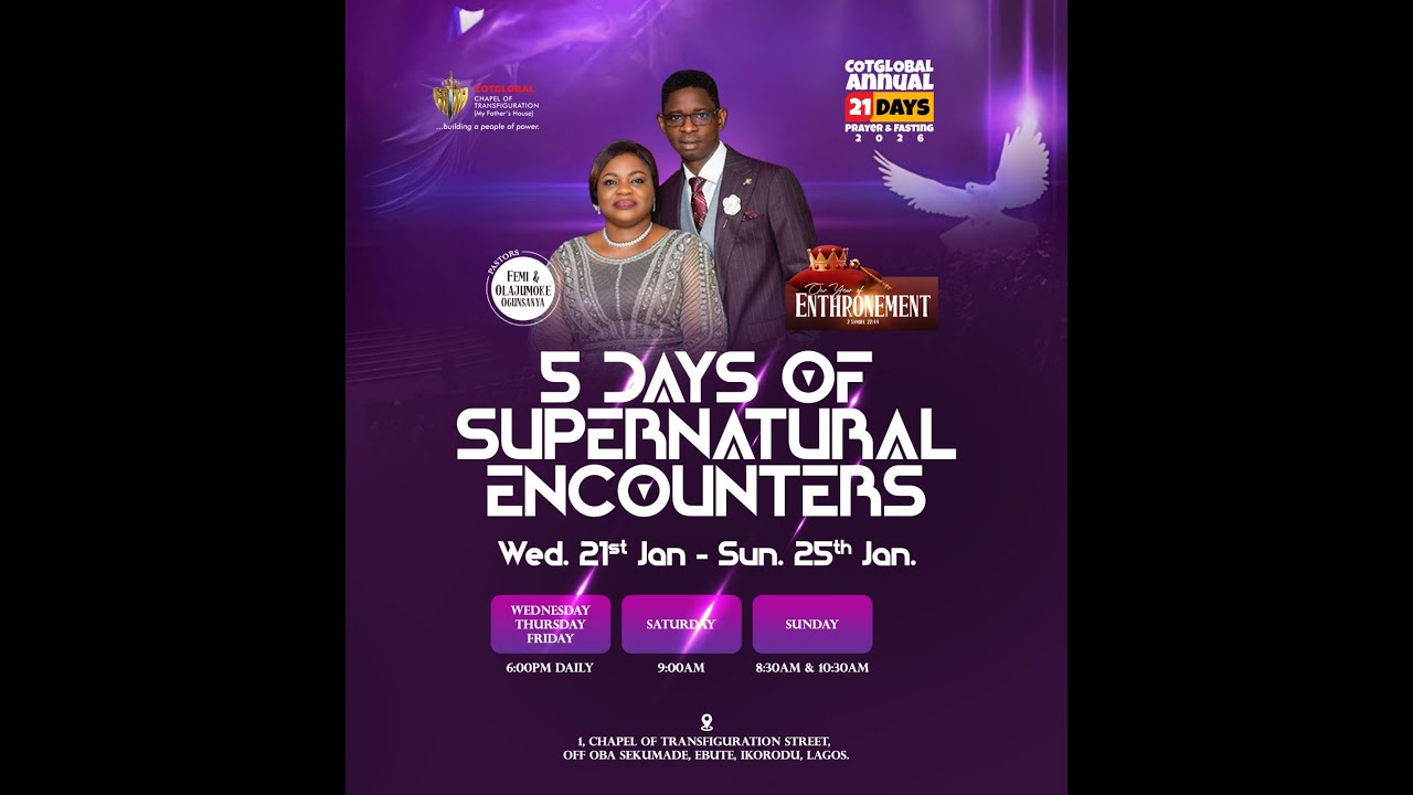 5 Days of Supernatural Encounters | Wednesday Day 1  | Pastor Femi and Pastor Olajumoke Ogunsanya