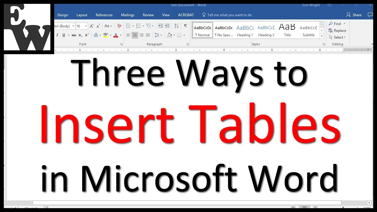 Microsoft Word Tutorial: Using Tables in Word 