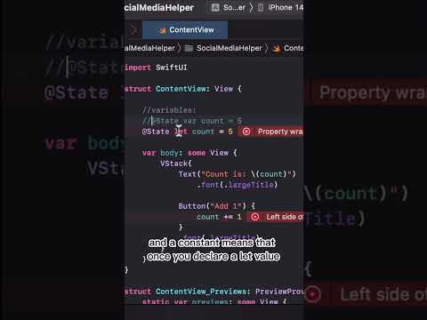 Increment value SwiftUI Code - Var vs. Let #SwiftUI #iosDevelopment #Shorts