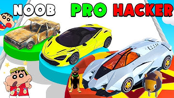 NOOB VS PRO VS HACKER VS GOD IN SUPER CAR 3D WITH SHINCHAN & CHOP