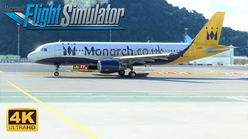 (4K) Ultra Settings - A320 Takeoff - Gibraltar Airport -Monarch - Flight Simulator 2020
