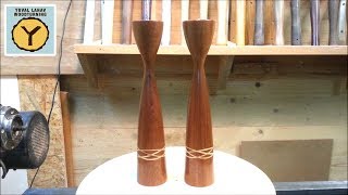 Woodturning Mahogany Candle Sticks With A Celtic Knot