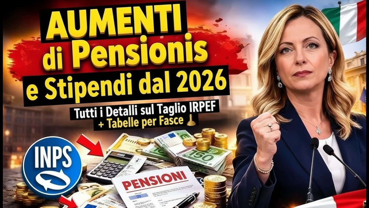 Aumenti di Pensioni e Stipendi dal 2026: Tutti i Dettagli sul Taglio IRPEF + Tabelle per Fasce 💰