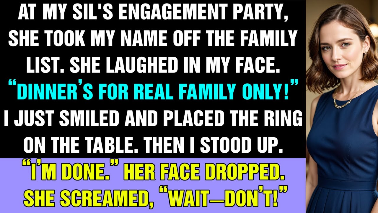 At My SIL's Engagement Party, She Smirked, “Dinner’s for Real Family.” So I Smiled, 