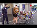 Cops Surprise Stop a Shoplifter Taking an ENTIRE Cart Full From Walmart