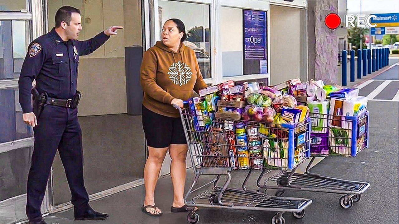 Cops Surprise Stop a Shoplifter Taking an ENTIRE Cart Full From Walmart ...