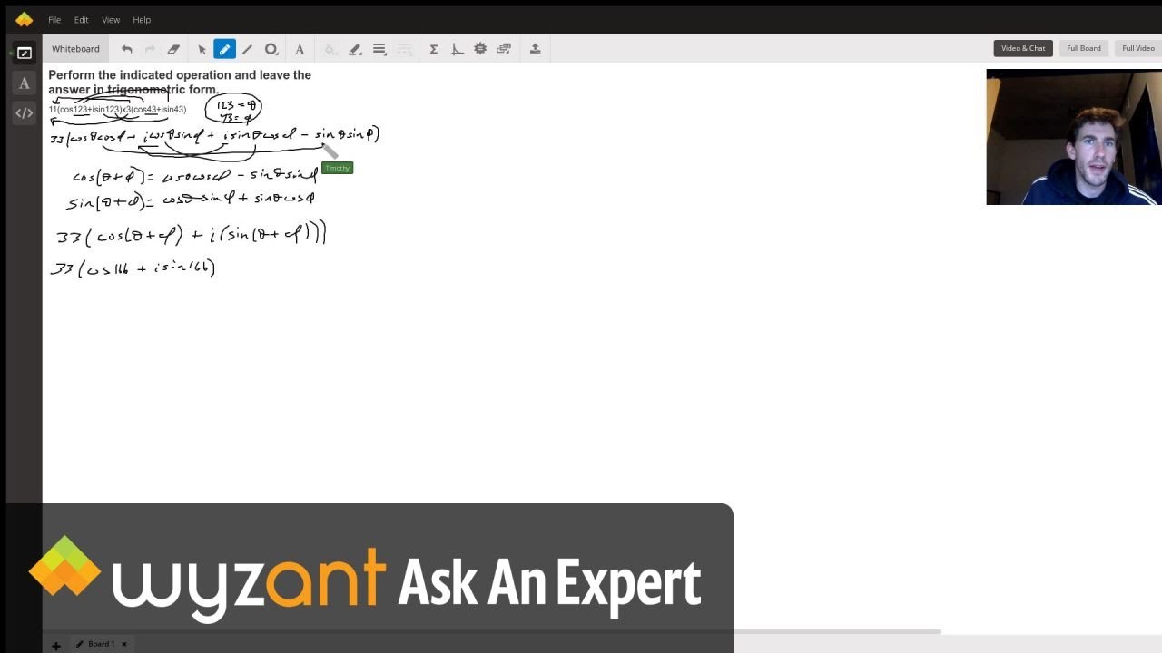 Perform indicated operations for the trigonometric function