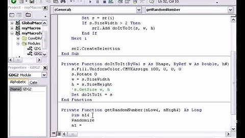 GDG Macros Tutorials Lesson 9 Randomizing Shapes Size, Color Rotation using VBA in CorelDraw Macros