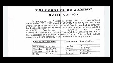 Jammu University conducted Special Examination 😱😱 Datesheet out ... Upcoming update also