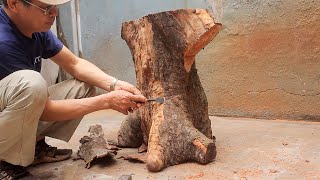 Build Beautiful Large Solid Wood Table From Tree Stump - Unique Creative Solid Wood Processing Ideas