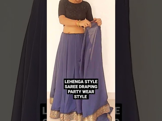 Lehenga style saree draping|  party wear style #shorts #likesforlike #viral #subscribe #shortvideo class=