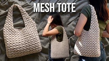 Crochet Mesh Tote Bag Tutorial | Granny Stitch Bag | Crochet Everyday Tote Bag