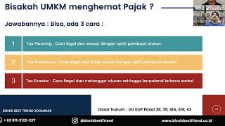 Bisnis Best Friend Zoominar UMKM Paham Pajak Part III