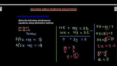 SOLVING SIMULTANEOUS EQUATIONS EQUATIONS USING ELIMINATION AND SUBSTITUTION METHOD