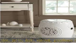 Safavieh Flower Drum Ceramic Decorative Garden Stool, Antique White