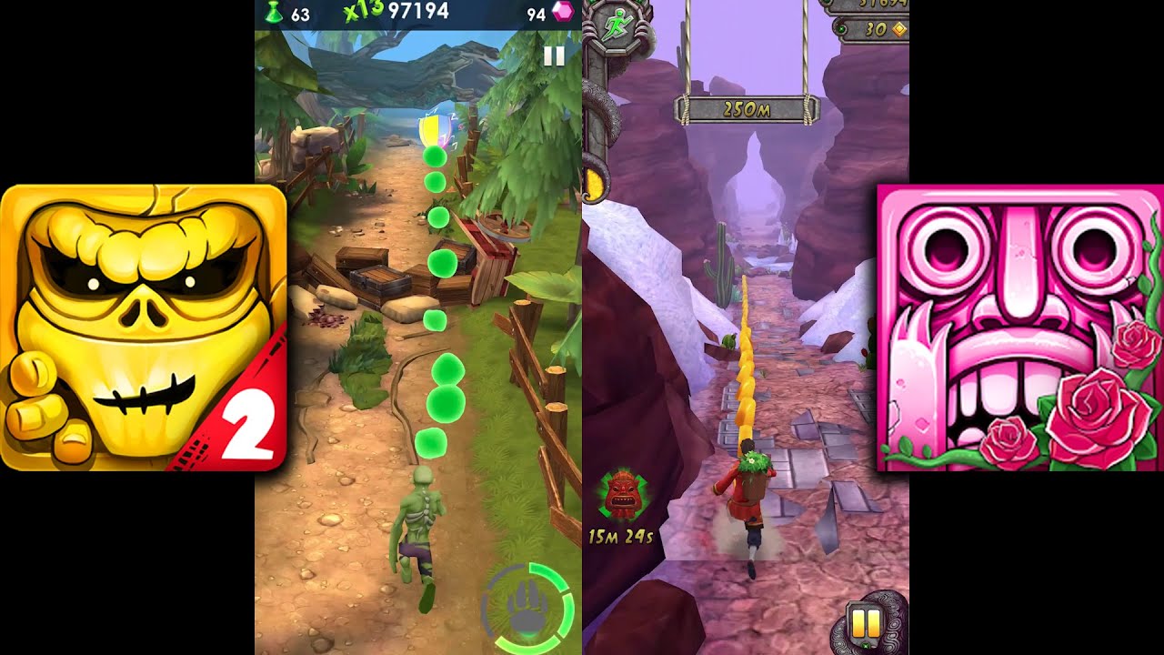 Spirit Run 2 Temple Zombie Vs Temple Run 2 Winter Wasteland - YouTube