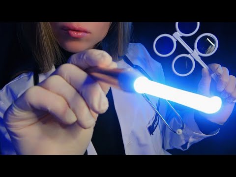 ASMR Cranial Nerve Exam in Dark Room (Eye Exam, Ear Cleaning, Sleep Clinic, Face Exam, Doctor RP)