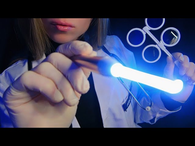 ASMR Cranial Nerve Exam in Dark Room (Eye Exam, Ear Cleaning, Sleep Clinic, Face Exam, Doctor RP)