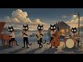 Nowhere Else to Be. Black Cats Calm Vintage Noir Jazz out on the Boardwalk