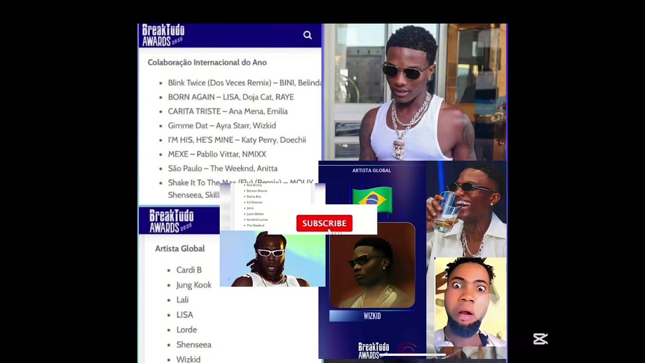 Wizkid just bag best 2 nominations at the 2025 Break Tudo awards in Brazil 🇧🇷