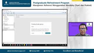 Postgraduate Refreshment Program (Manajemen Referensi Menggunakan Mendeley)