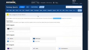 Player News Email Alerts via the My Leagues Feature on RotoWire