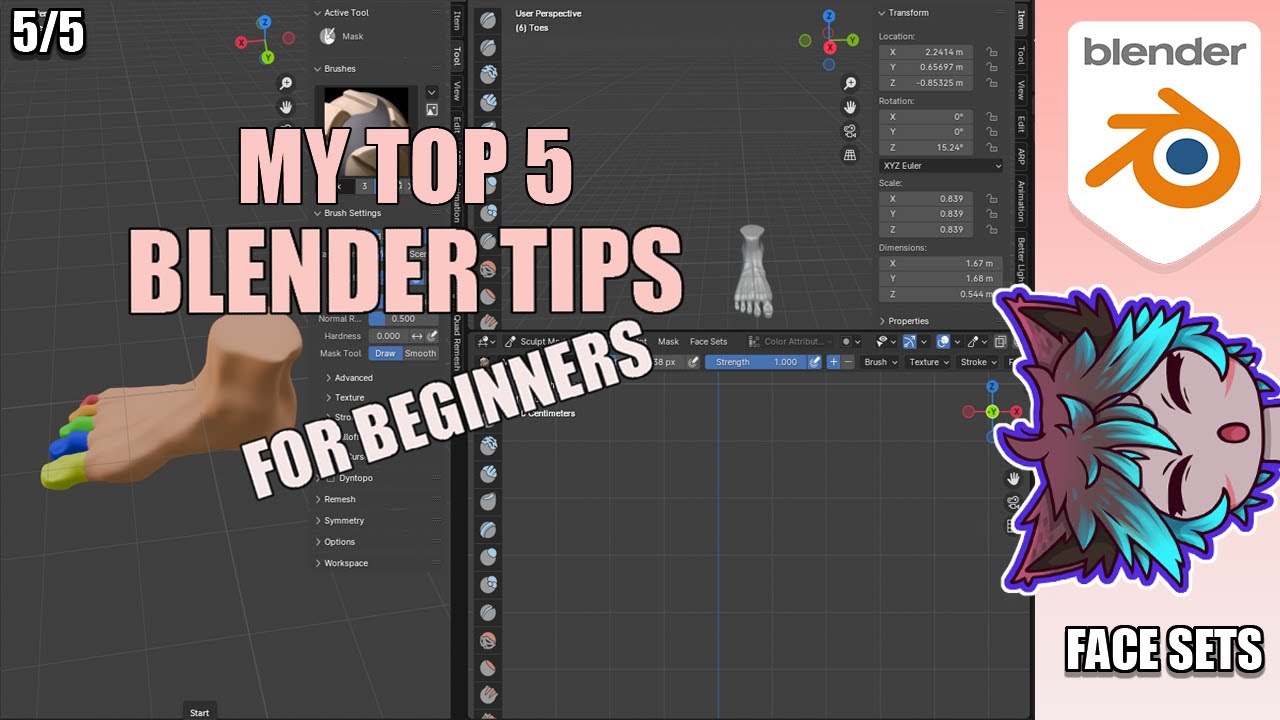 5 Blender tips for beginners - 5/5 - Face Sets And Vertex Groups # ...