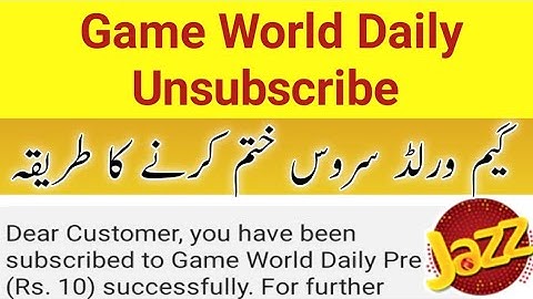 How to unsubscribe jazz game world daily pre | Game world daily unsub code | Jazz Services